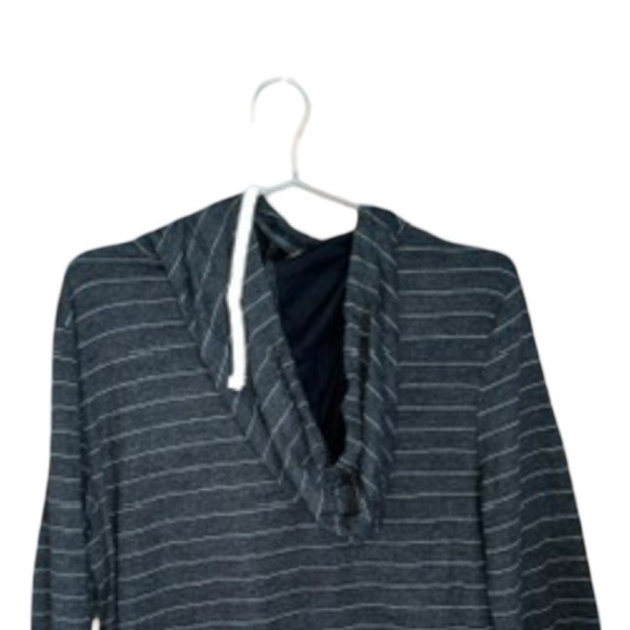 New Workshop Republic Striped Tunic Hoodie Sweatshirt Pullover Gray White Size L - Picture 7 of 12